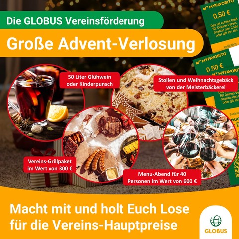 Macht mit bei unserer großen Advents-Verlosung für Vereine: Glühwein, Grillpaket, Bäckerei-Paket oder Menü-Abend