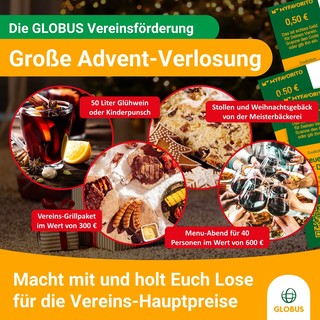 Macht mit bei unserer großen Advents-Verlosung für Vereine: Glühwein, Grillpaket, Bäckerei-Paket oder Menü-Abend
