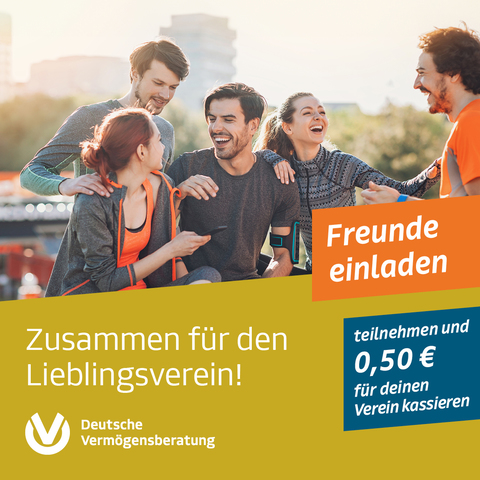 Lade deine Freunde ein und dein Verein erhält 0,50€ für jeden Supporter!