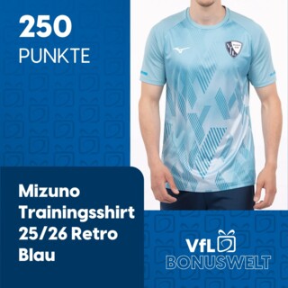 Treueprämie: Mizuno Trainingsshirt 25/26 Retro Blau