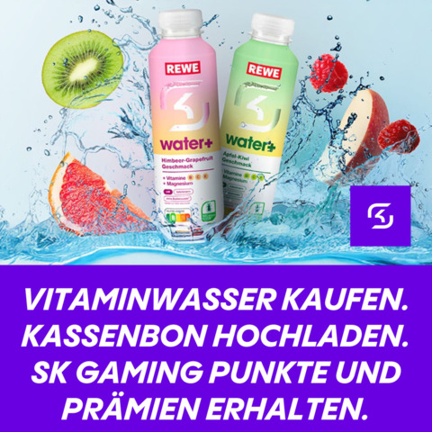 Vitaminwasser kaufen, Kassenbon hochladen, SK Gaming Punkte und Prämien erhalten