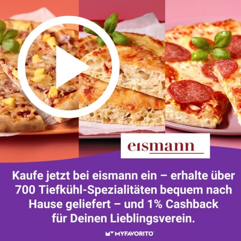 Kaufe jetzt bei eismann ein und erhalte 1% Cashback von jeder Bestellung für Deinen Lieblingsverein.